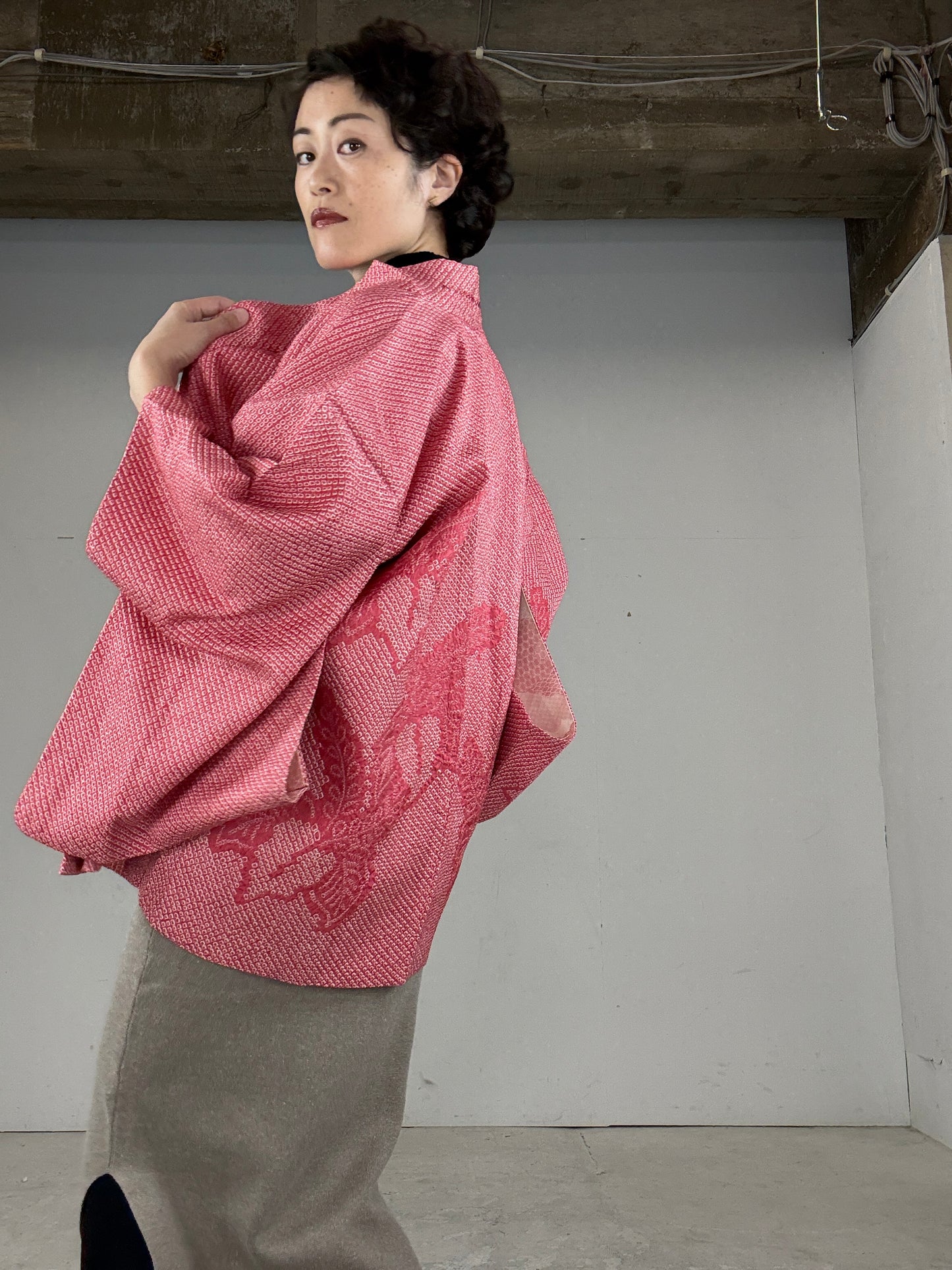 VINTAGE SHIBORI HAORI "kyo-kabura"