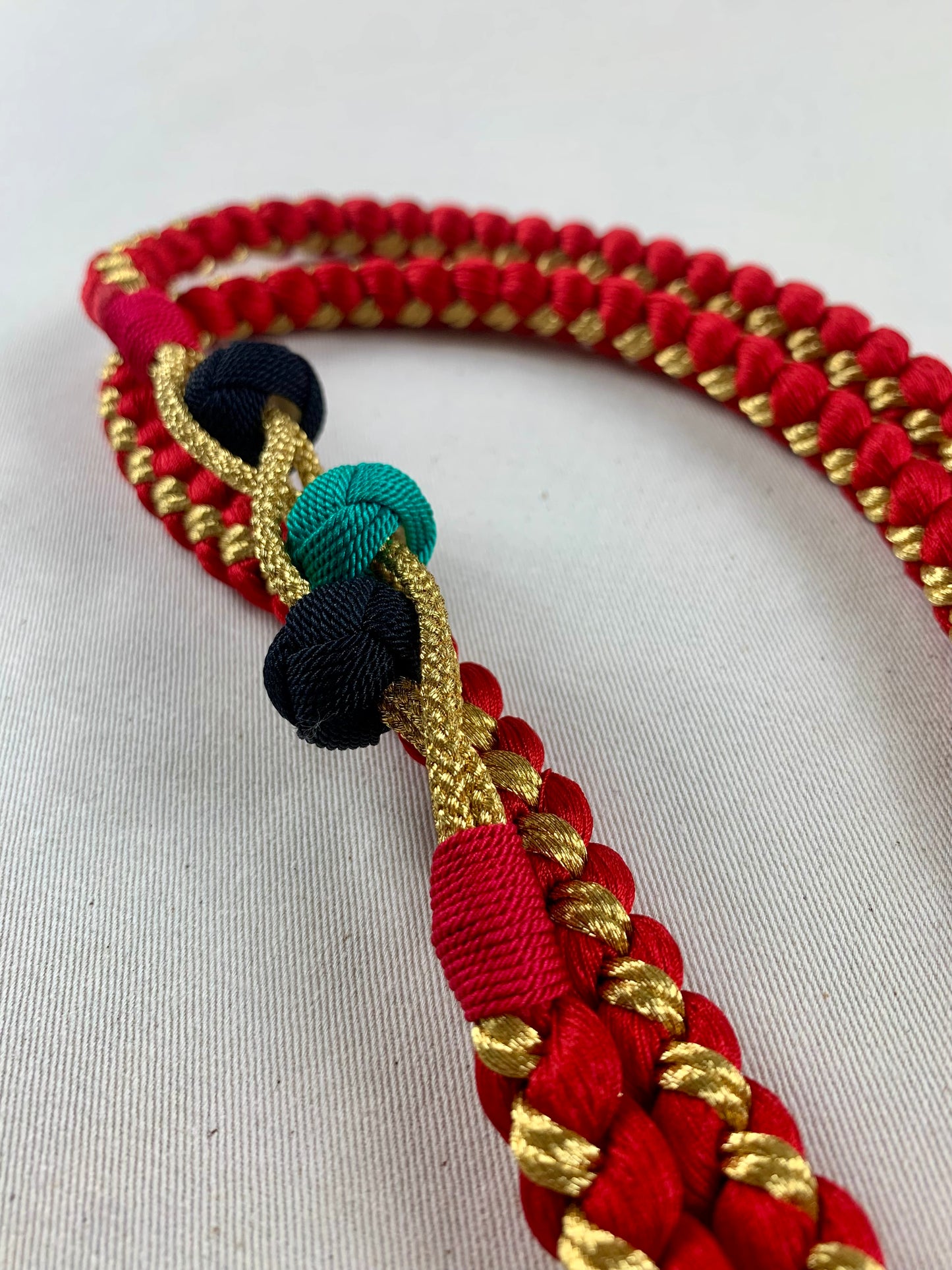 KIMONO OBI Belt Tie Vintage Silk Kimono Cord OBIJIME”red,gold,maru”