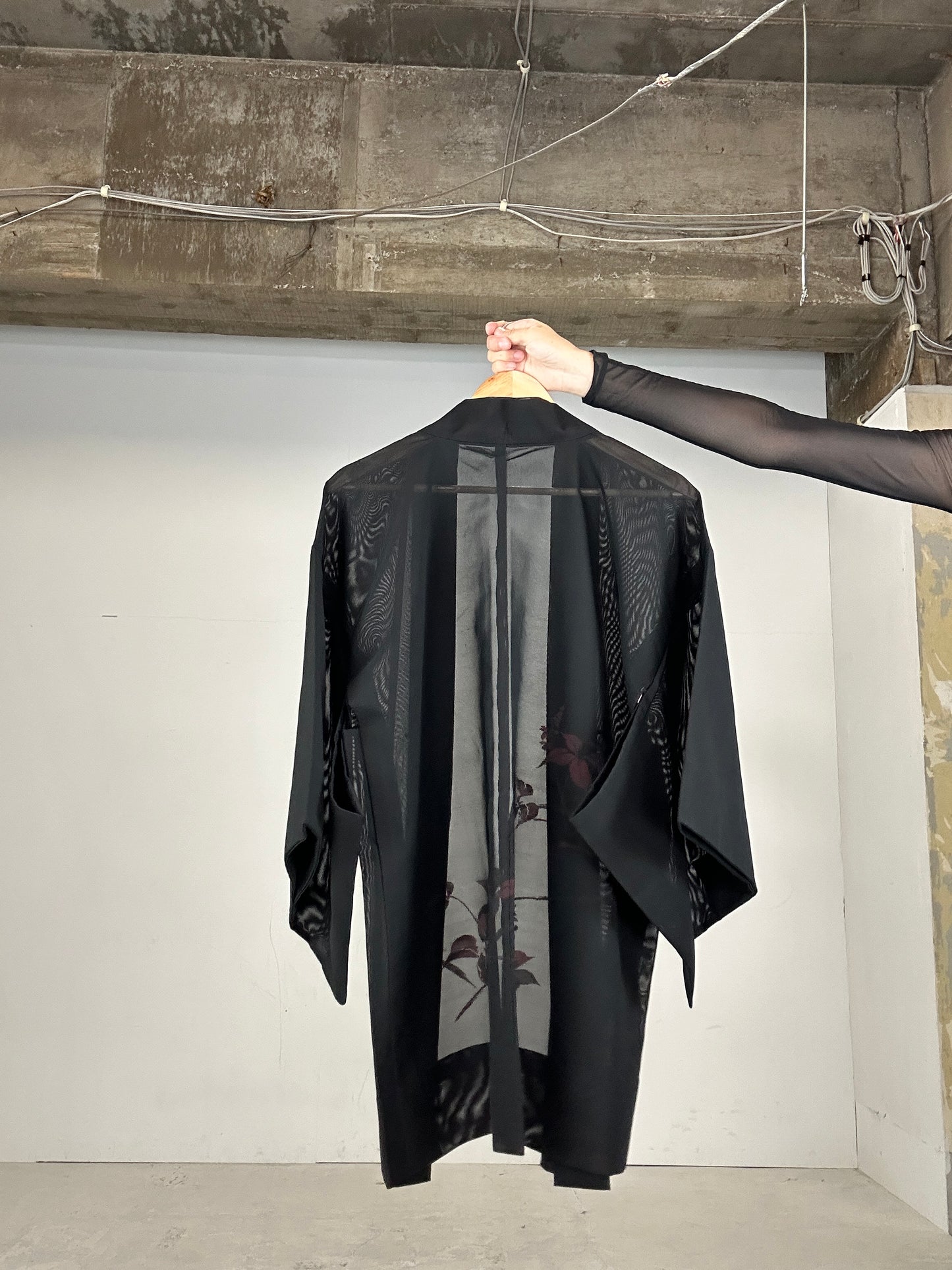 VINTAGE BLACK HAORI SHEER “aka 002 konoha"