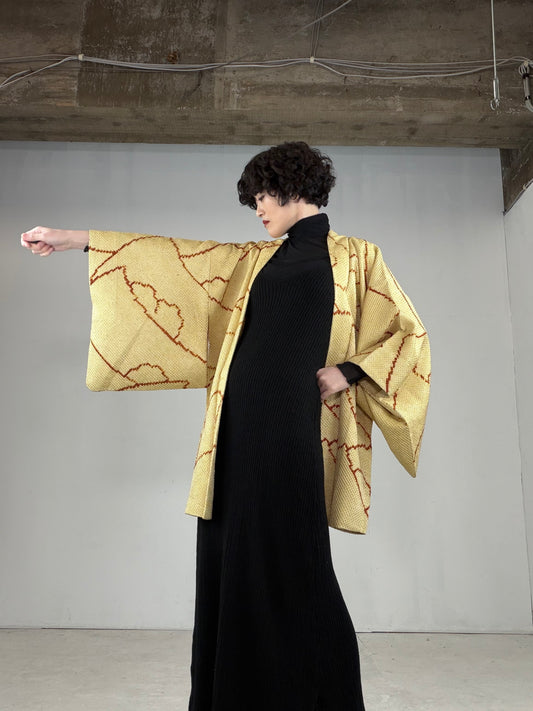 VINTAGE SHIBORI HAORI "kimidori, SIB110"