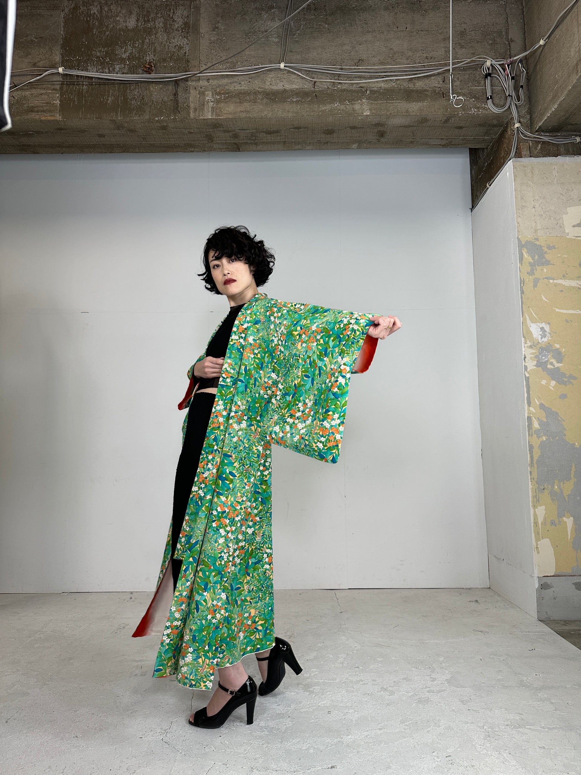 Kimono dress gown and string belt upcycled from Japanese kimono "MIDOR MACHIKO KIMONO Japanese Kimonos, Vintage & Upcycled Kimono dress gown and string belt upcycled from Japanese kimono "MIDOR MACHIKO KIMONO Japanese Kimonos, Vintage & Upcycled