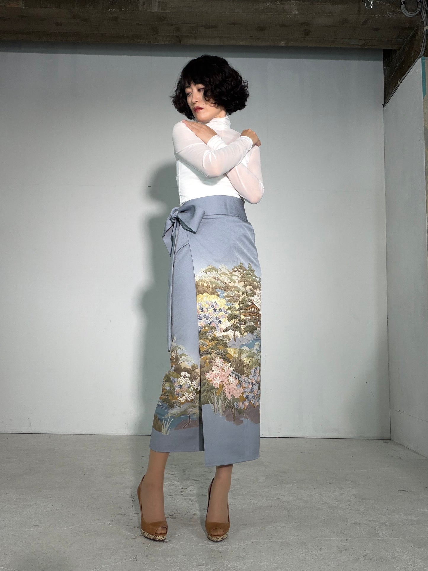 IROTOME SKIRT UPCYCLED FROM JAPANESE KIMONO "IRO139"