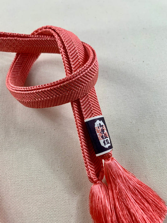 KIMONO OBI Belt Tie Vintage Silk Kimono Cord OBIJIME ”pink,hiraori"