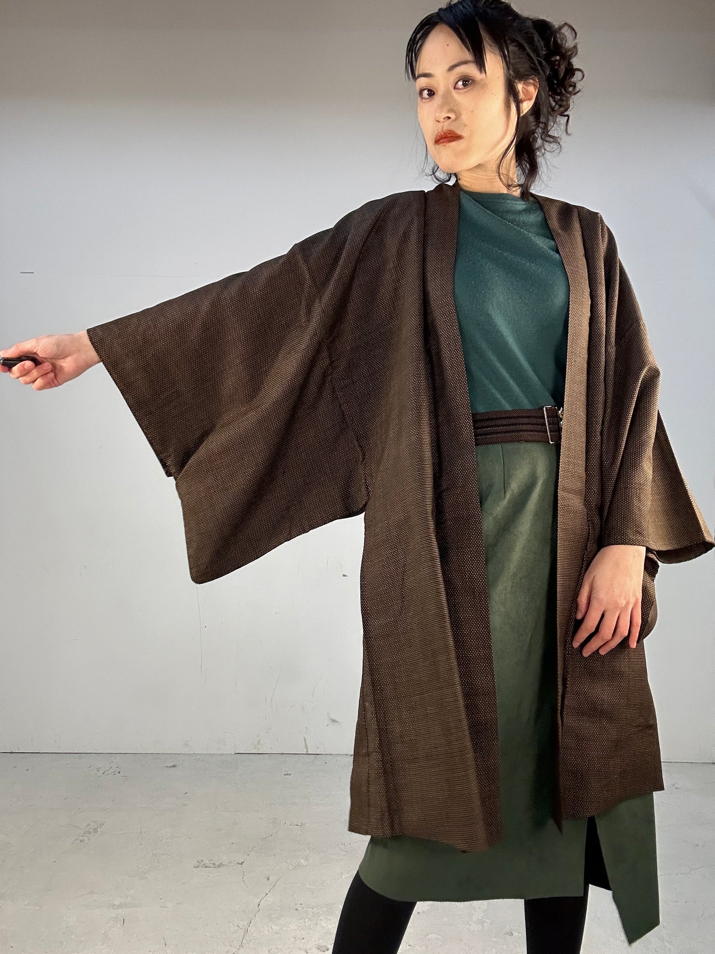 KAWAII HAORI oversized  "Oshima tsumugi yokogasuri"