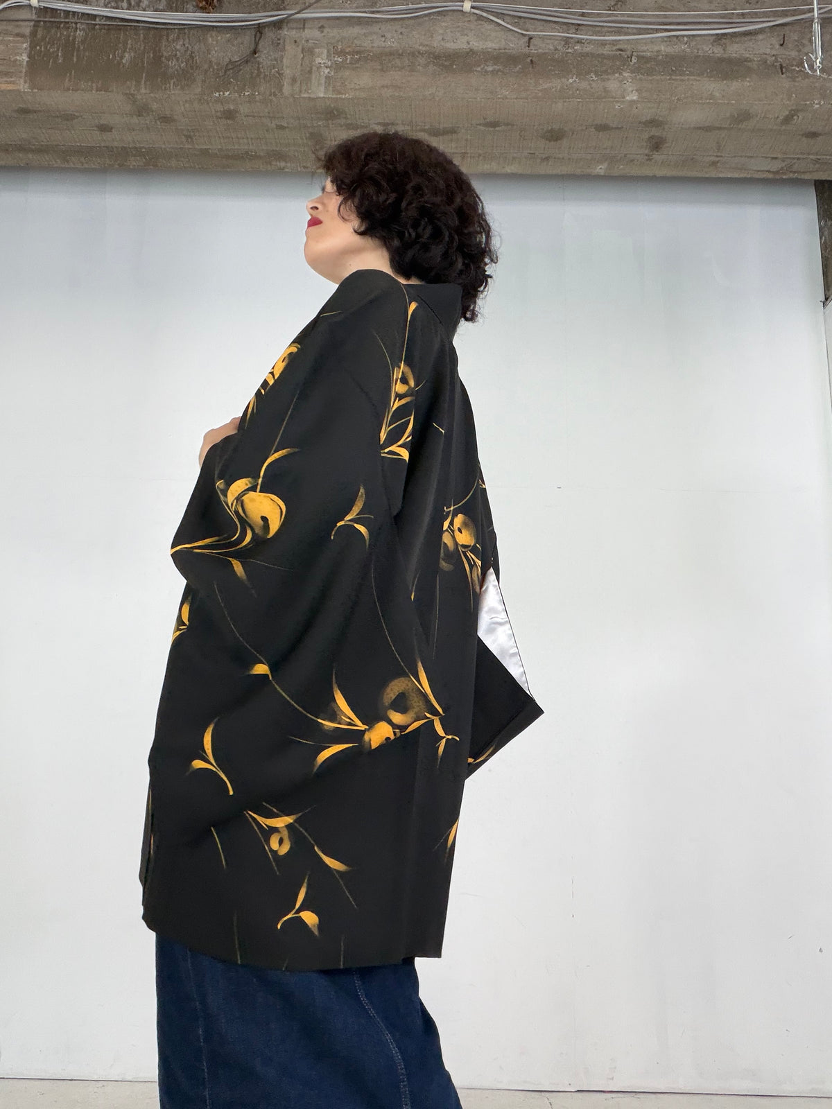 VINTAGE BLACK HAORI  "BLK203" *damage