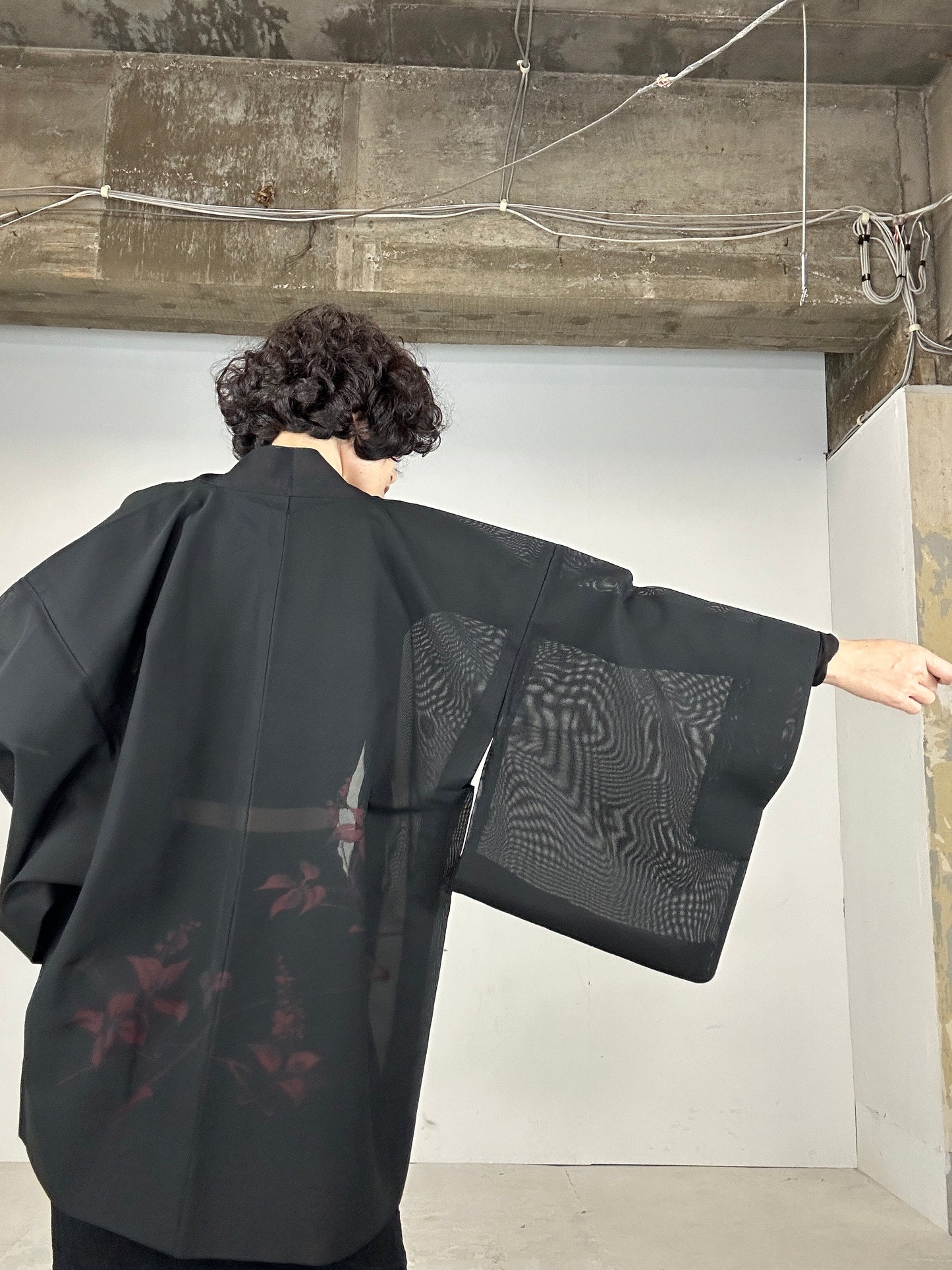 VINTAGE BLACK HAORI SHEER “aka 002 konoha"