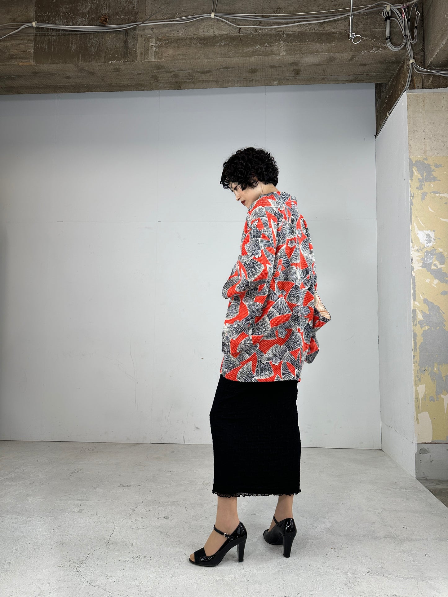 VINTAGE SHIBORI HAORI fujimusume ougi