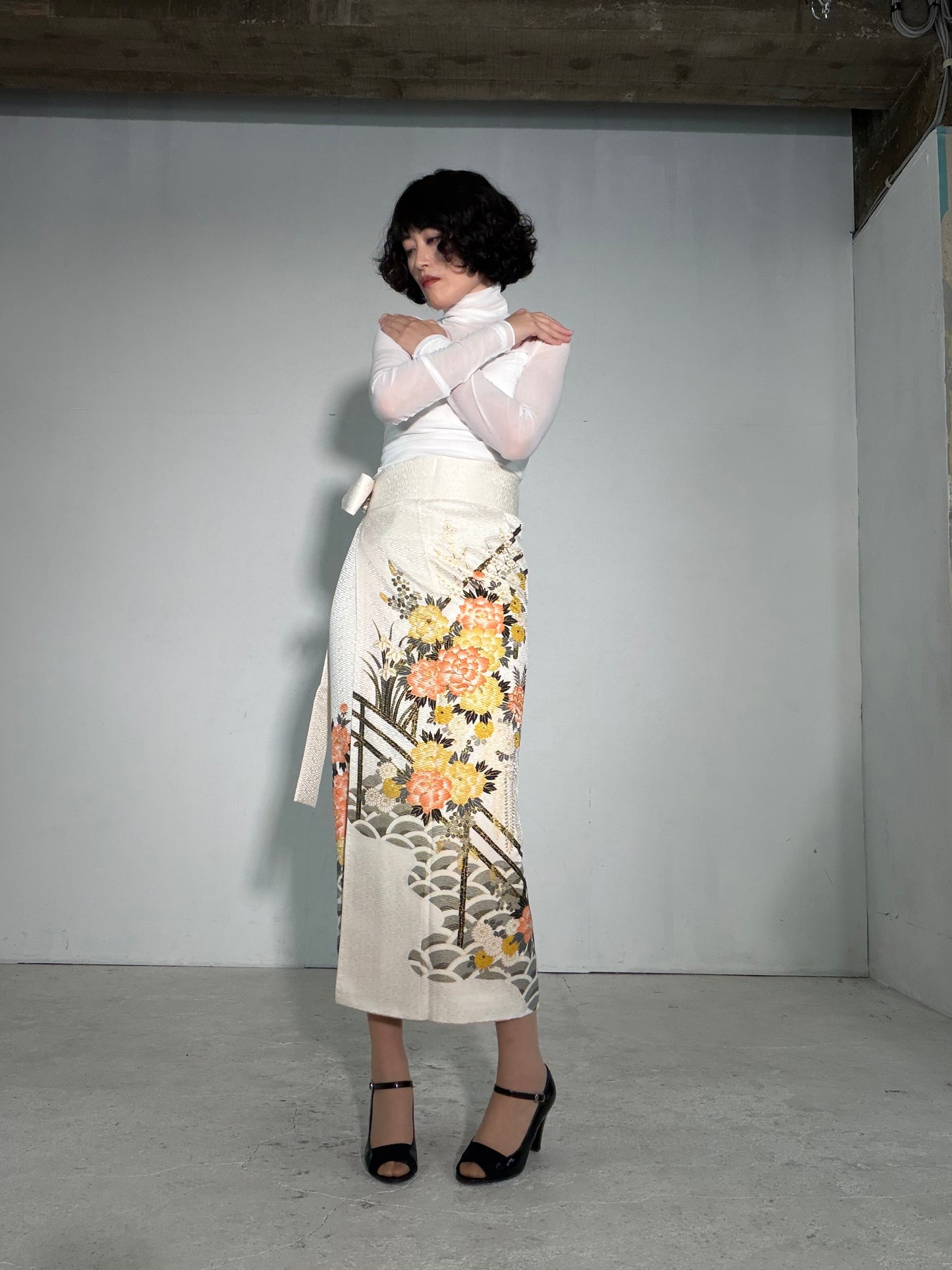 IROTOME SKIRT UPCYCLED FROM JAPANESE KIMONO "IRO136"