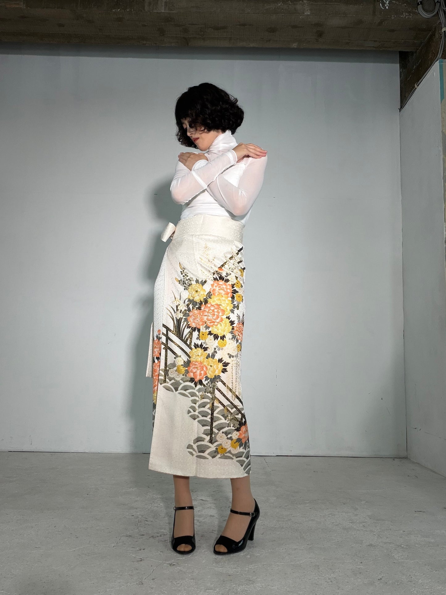 IROTOME SKIRT UPCYCLED FROM JAPANESE KIMONO "IRO136"