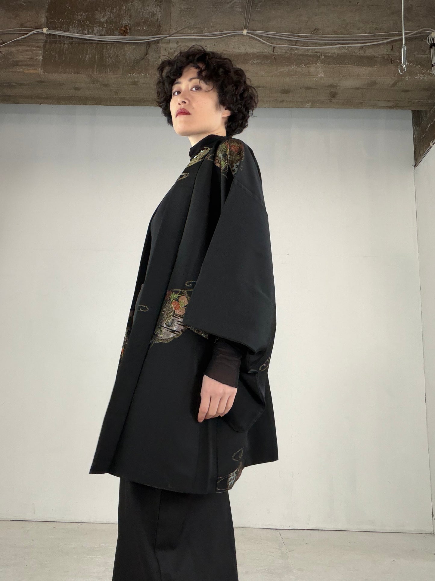 VINTAGE BLACK HAORI  "BLK151"