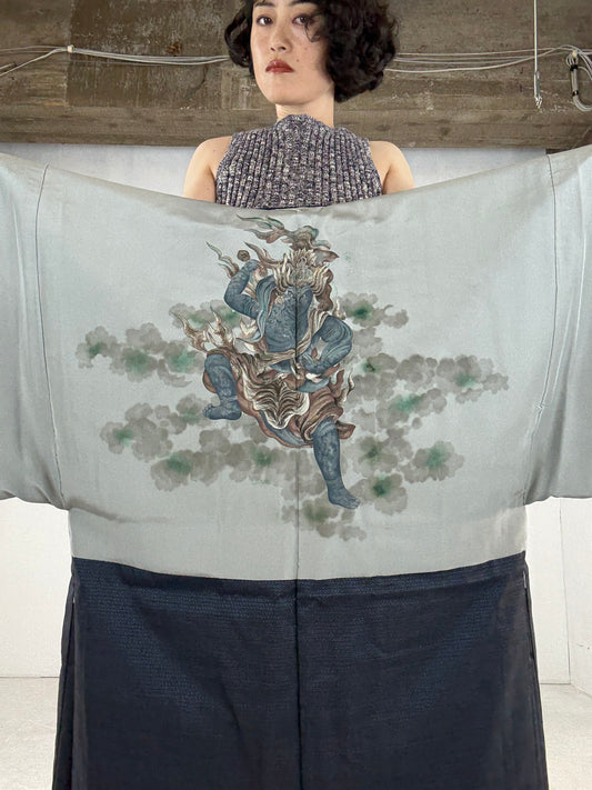 VINTAGE KAWAII HAORI oversized  "oshima, fudo, art Liningm, curated selection" *damage