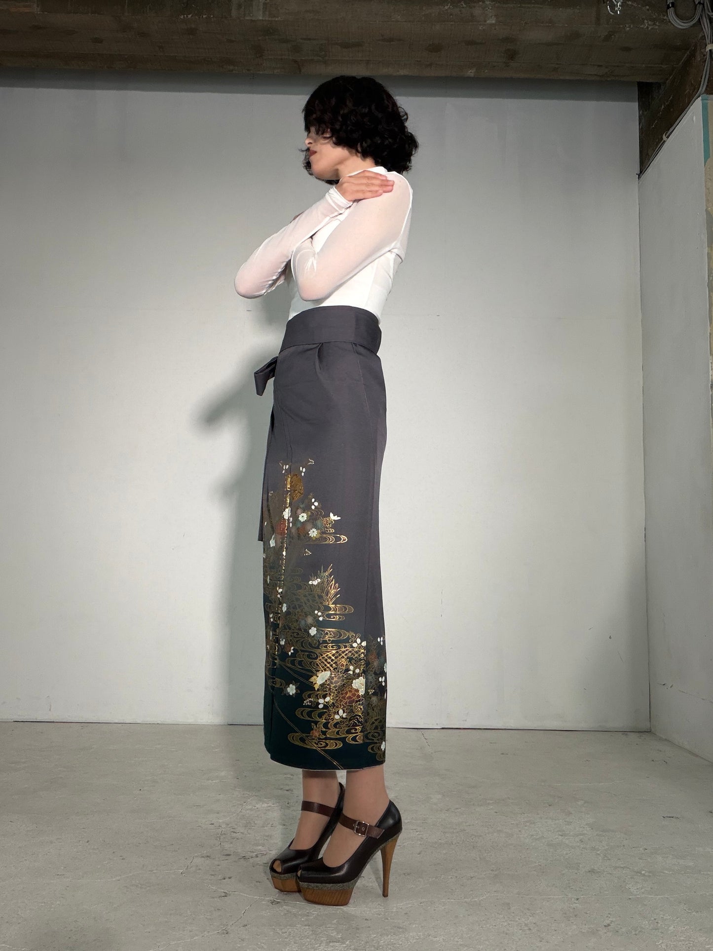IROTOME SKIRT UPCYCLED FROM JAPANESE KIMONO "IRO137"