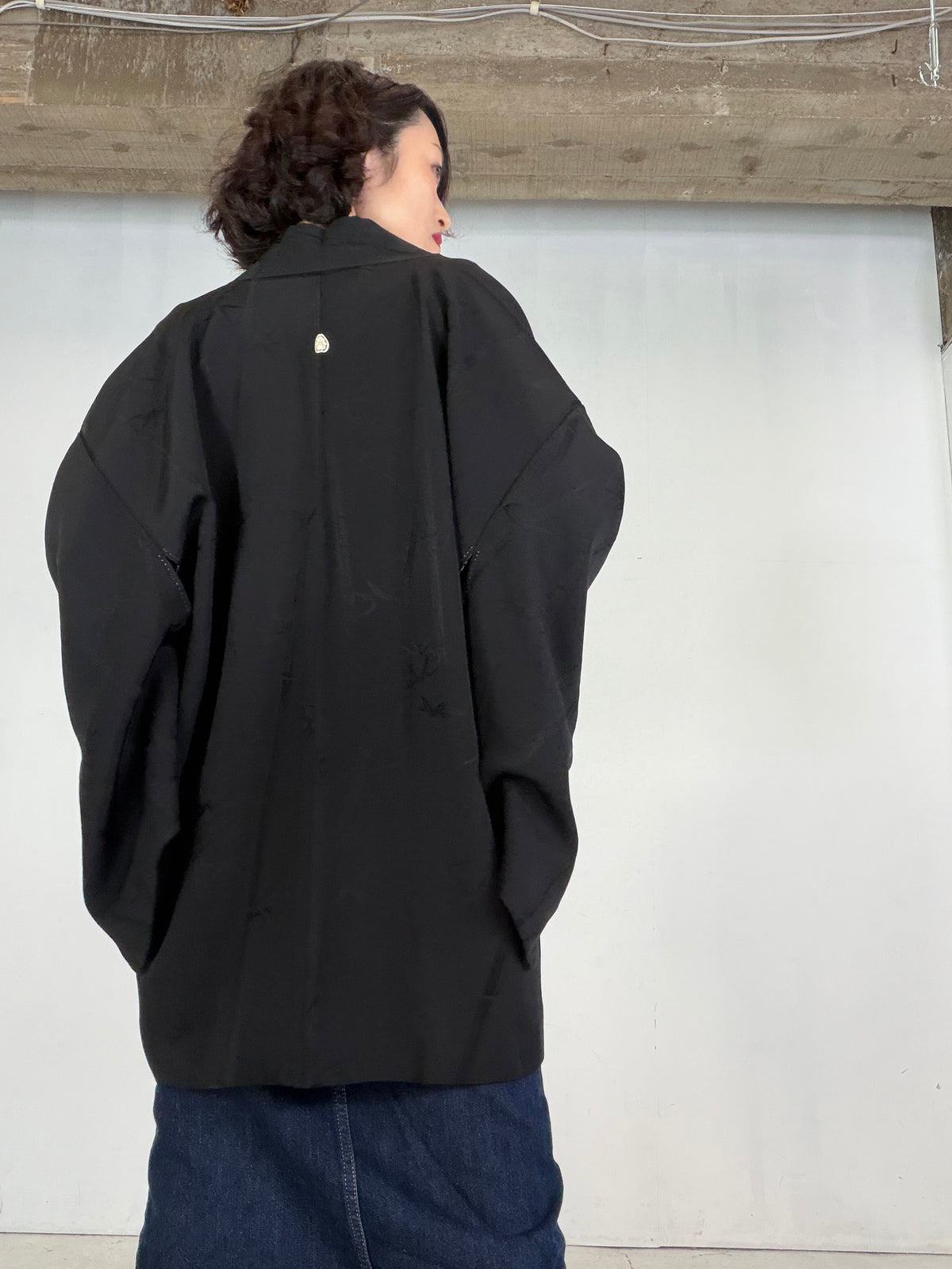 VINTAGE BLACK HAORI  "bamboo - BLK212"