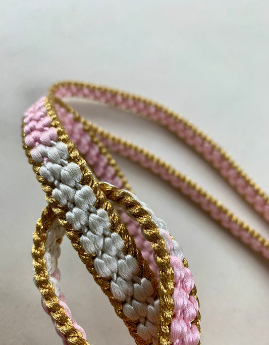 KIMONO OBI Belt Tie Vintage Silk Kimono Cord OBIJIME"pink,gold”