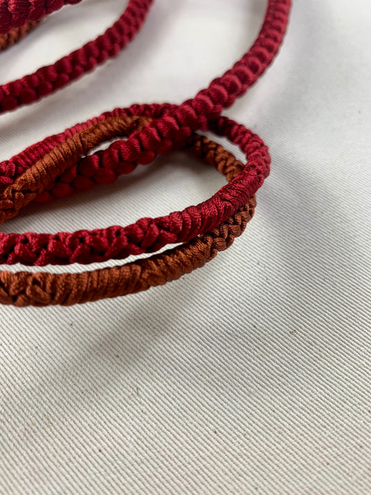 KIMONO OBI Belt Tie Vintage Silk Kimono Cord OBIJIME ”red,brown”