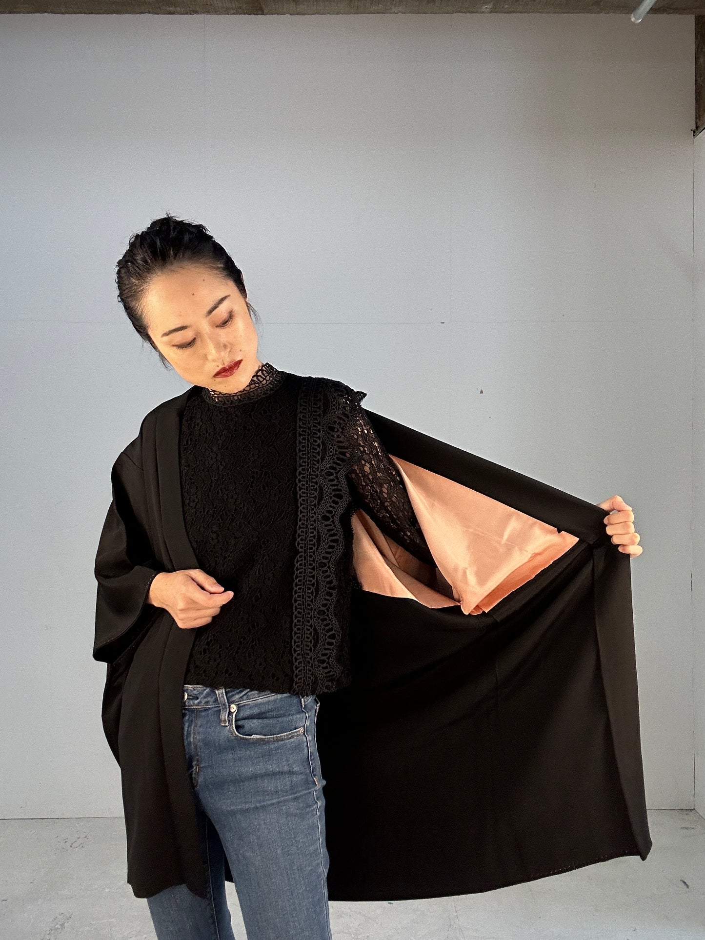 BLACK HAORI "beautiful antique oogara”