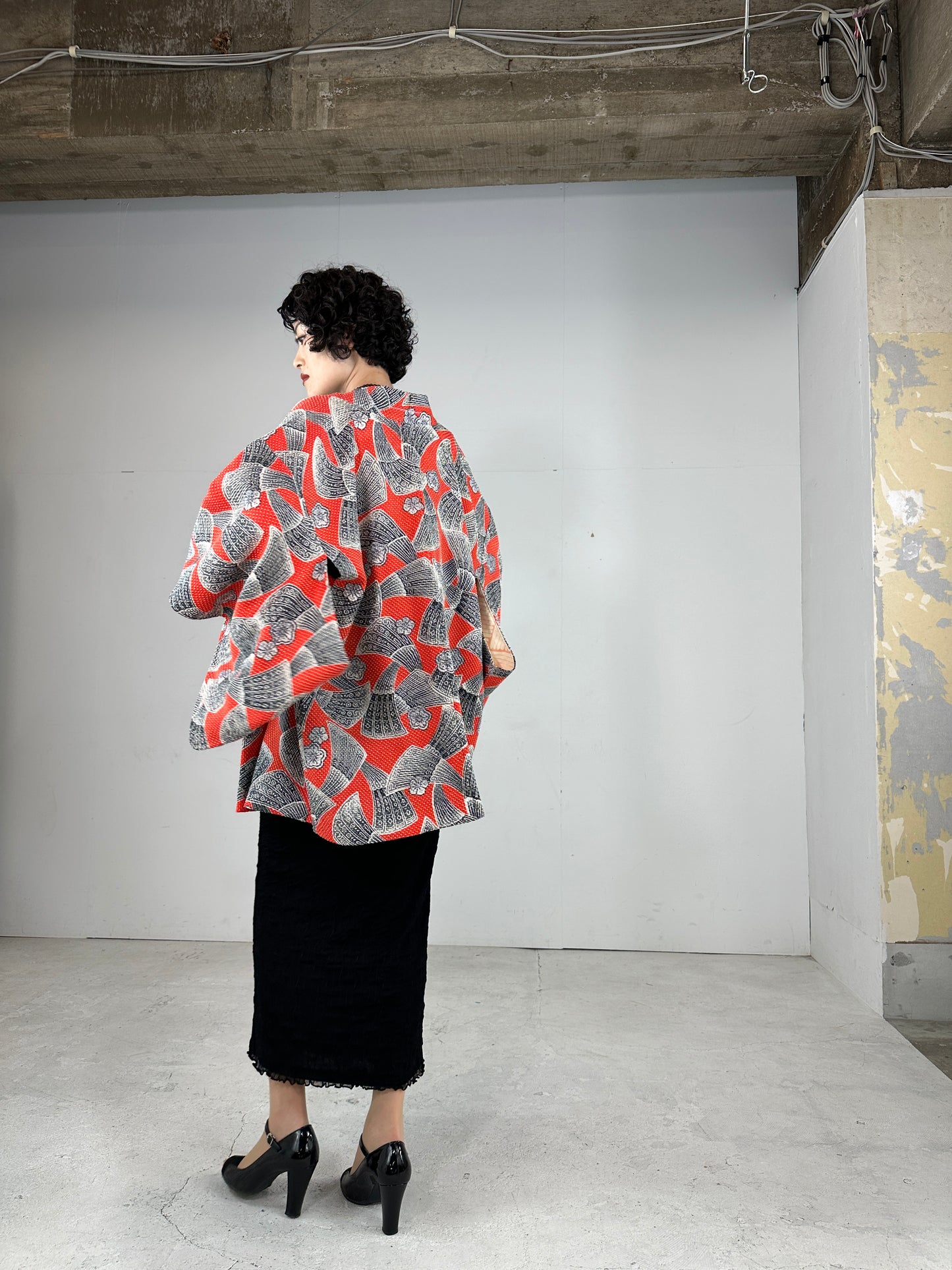 VINTAGE SHIBORI HAORI fujimusume ougi