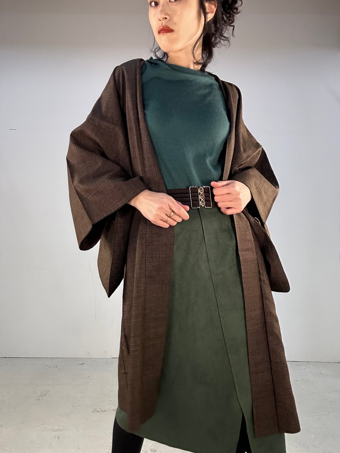 KAWAII HAORI oversized  "Oshima tsumugi yokogasuri"