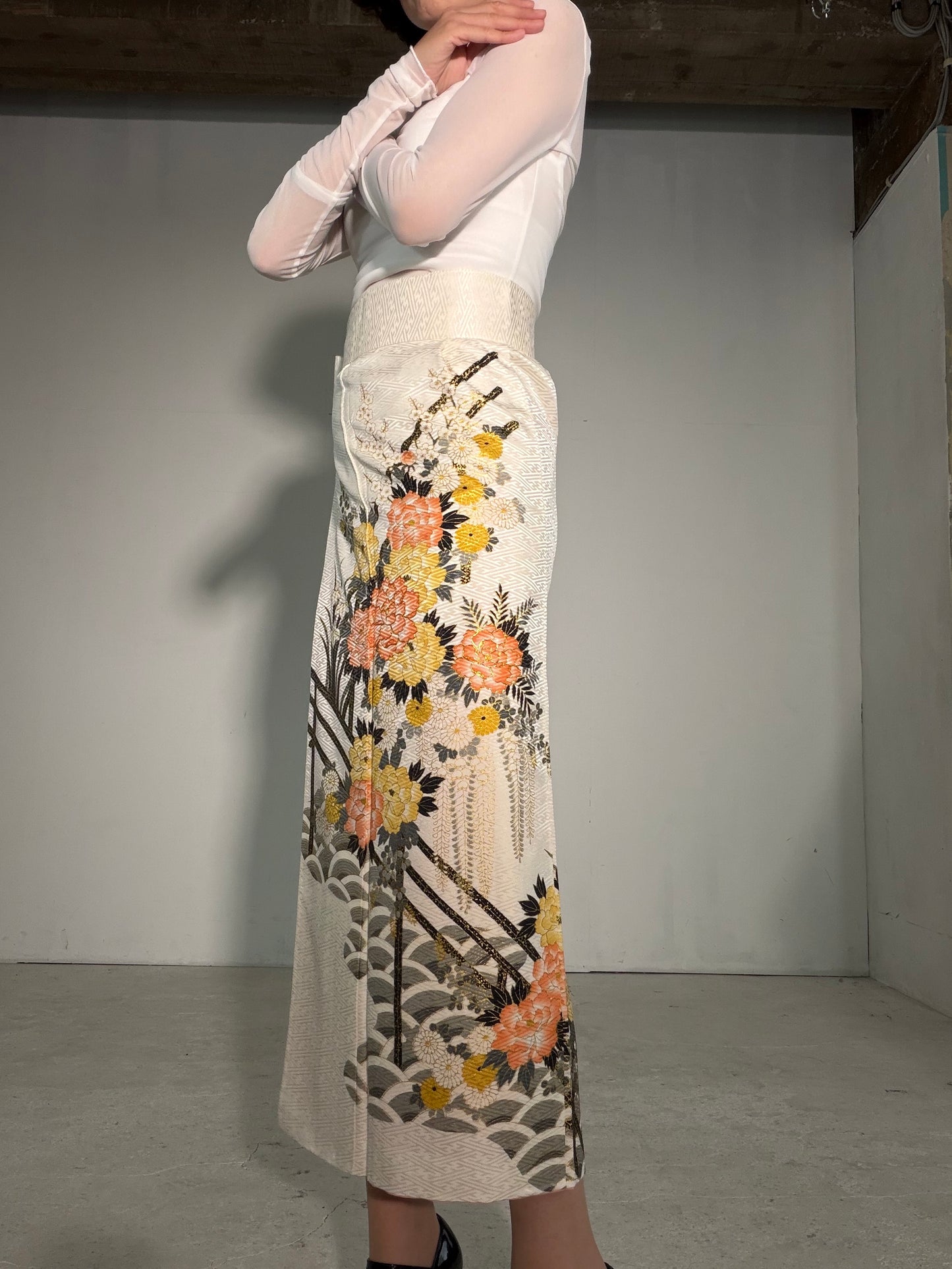IROTOME SKIRT UPCYCLED FROM JAPANESE KIMONO "IRO136"