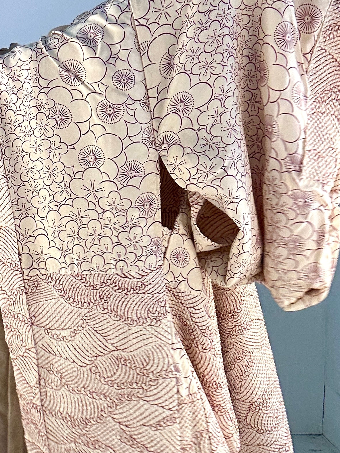 VINTAGE SHIBORI HAORI shiro ume