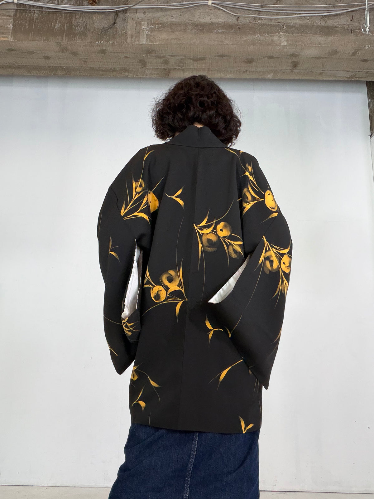 VINTAGE BLACK HAORI  "BLK203" *damage