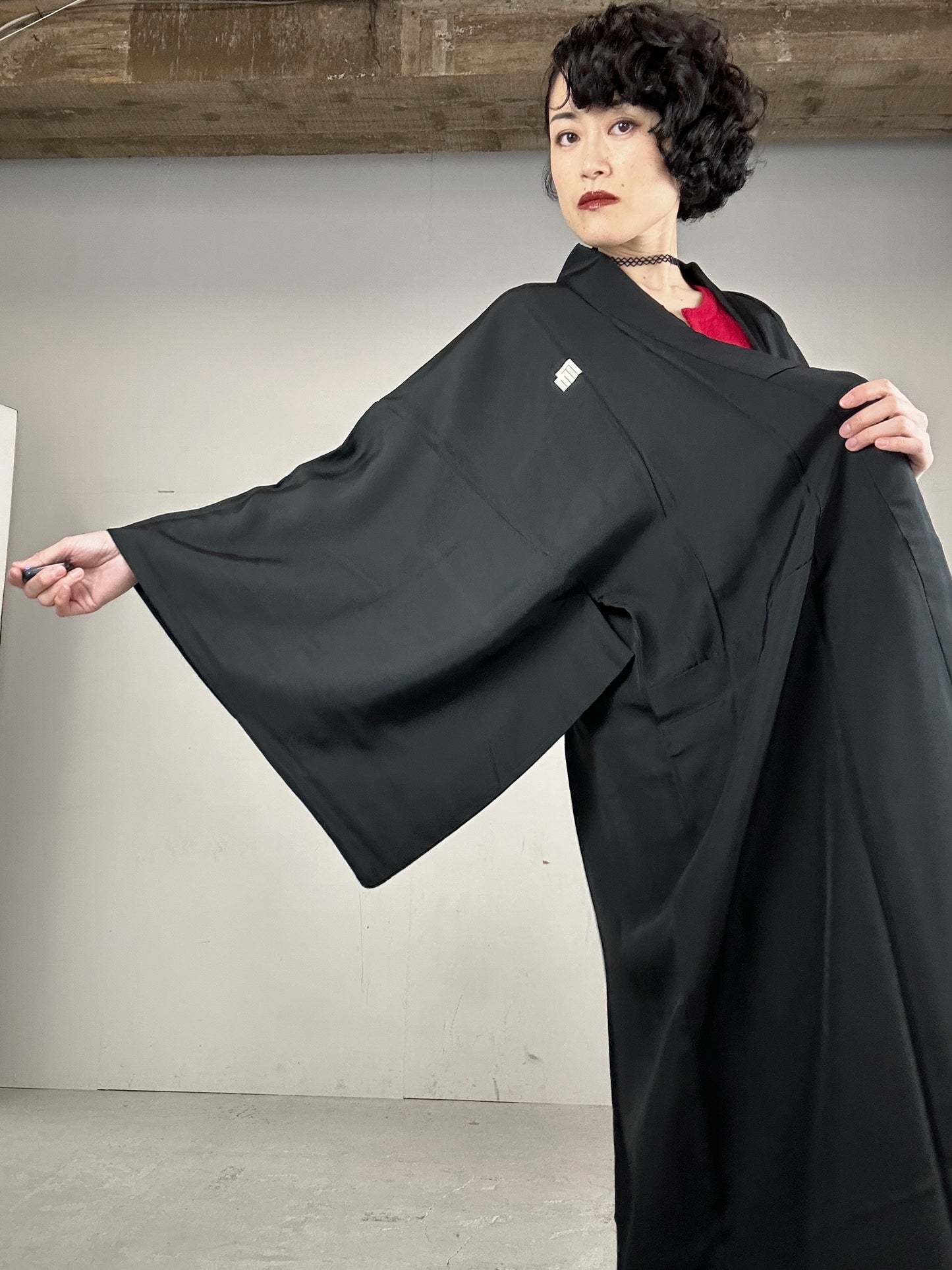 BLACK KIMONO MONTSUKI "SUMA" LONG