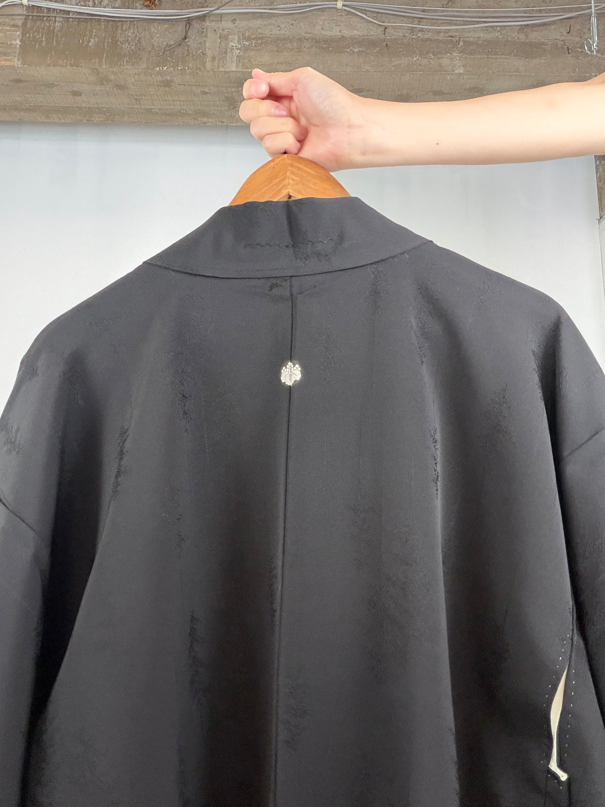 VINTAGE BLACK HAORI  " Wood Motif - BLK211"