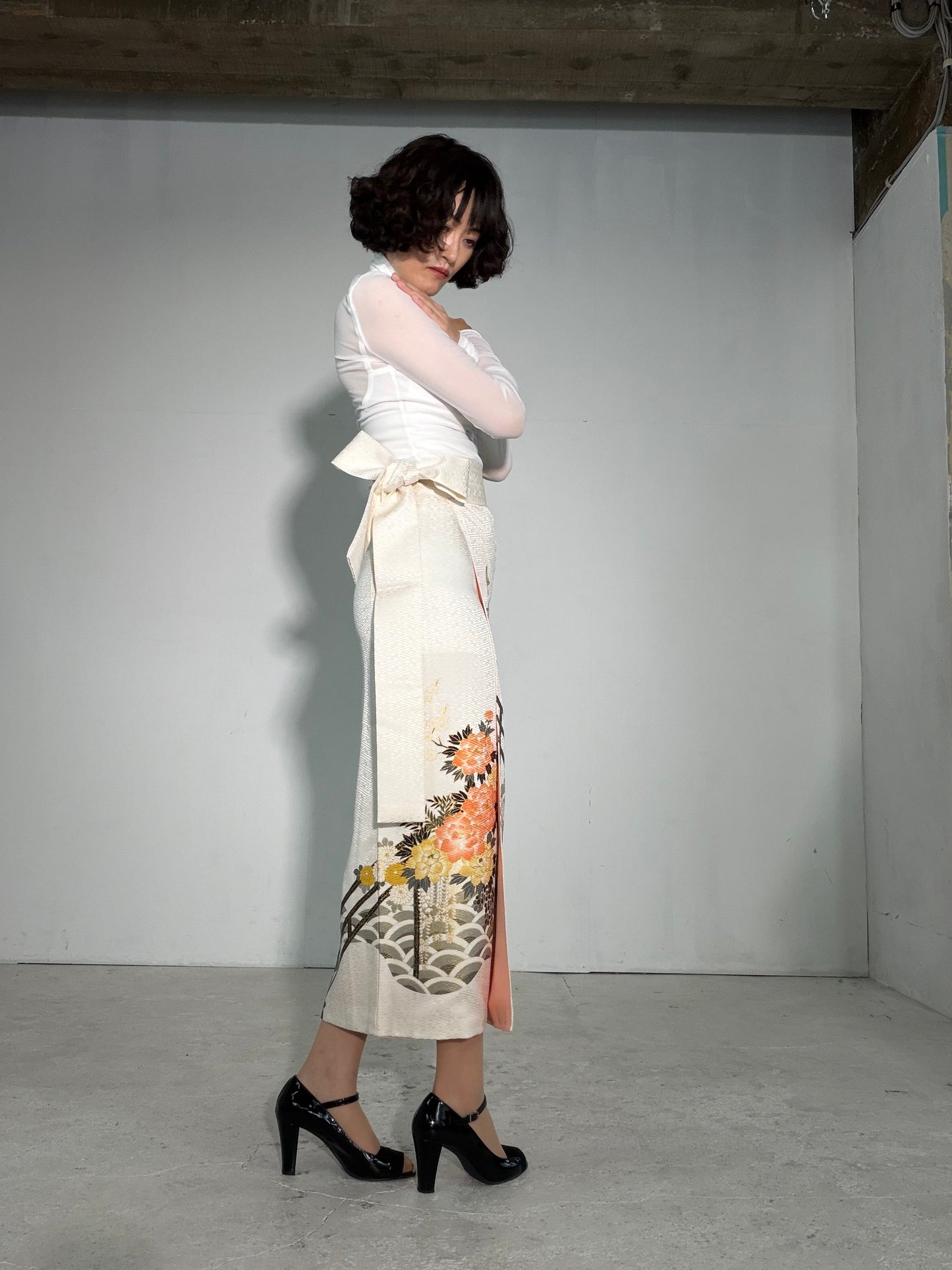 IROTOME SKIRT UPCYCLED FROM JAPANESE KIMONO "IRO136"