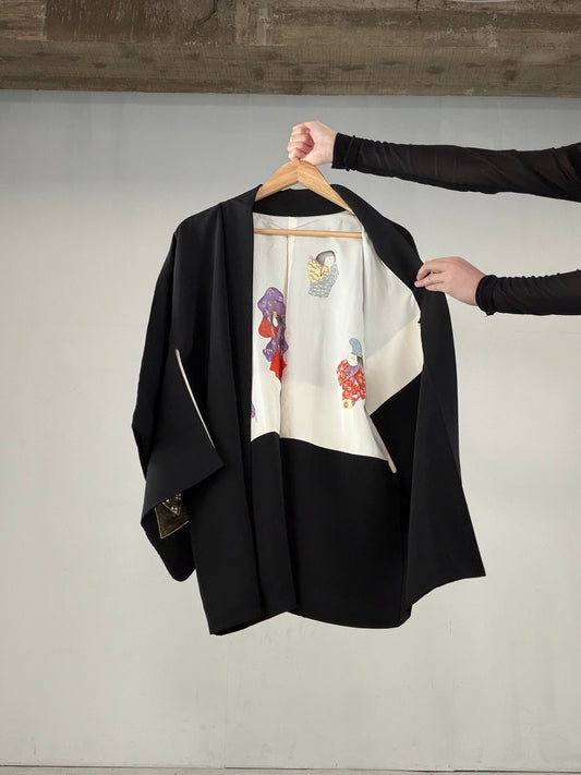 VINTAGE BLACK HAORI  "BLK148"