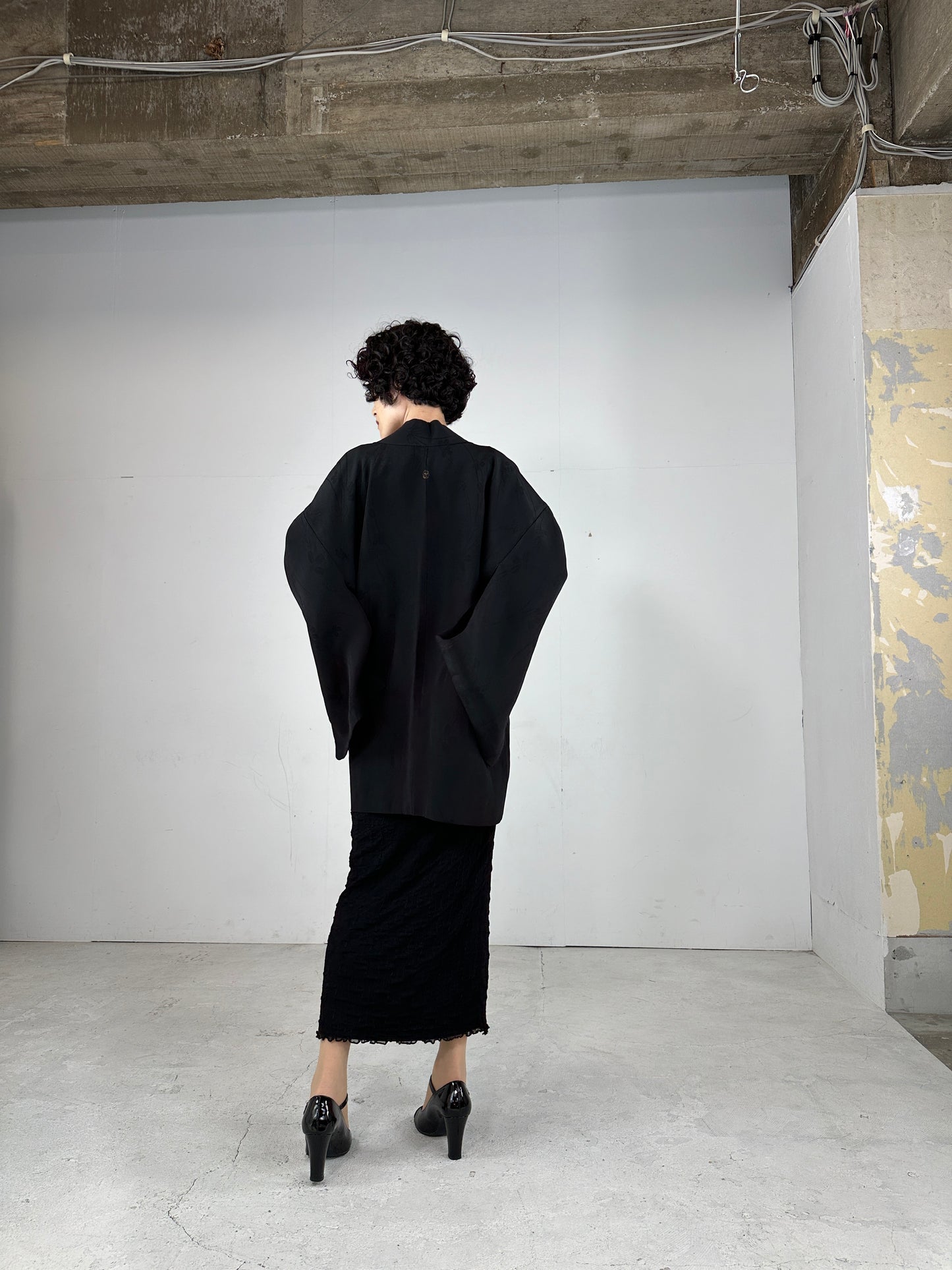 BLACK HAORI SHEER "hagi"