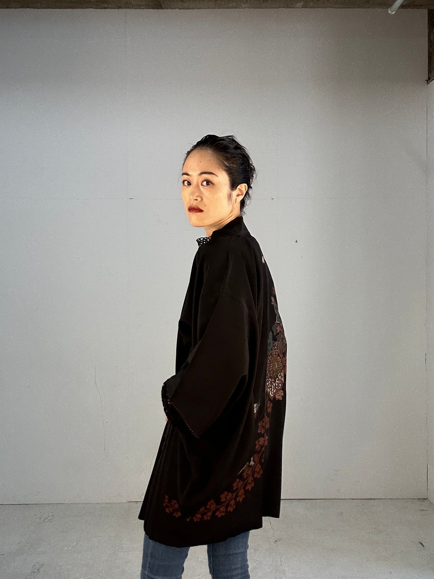 BLACK HAORI "beautiful antique oogara”