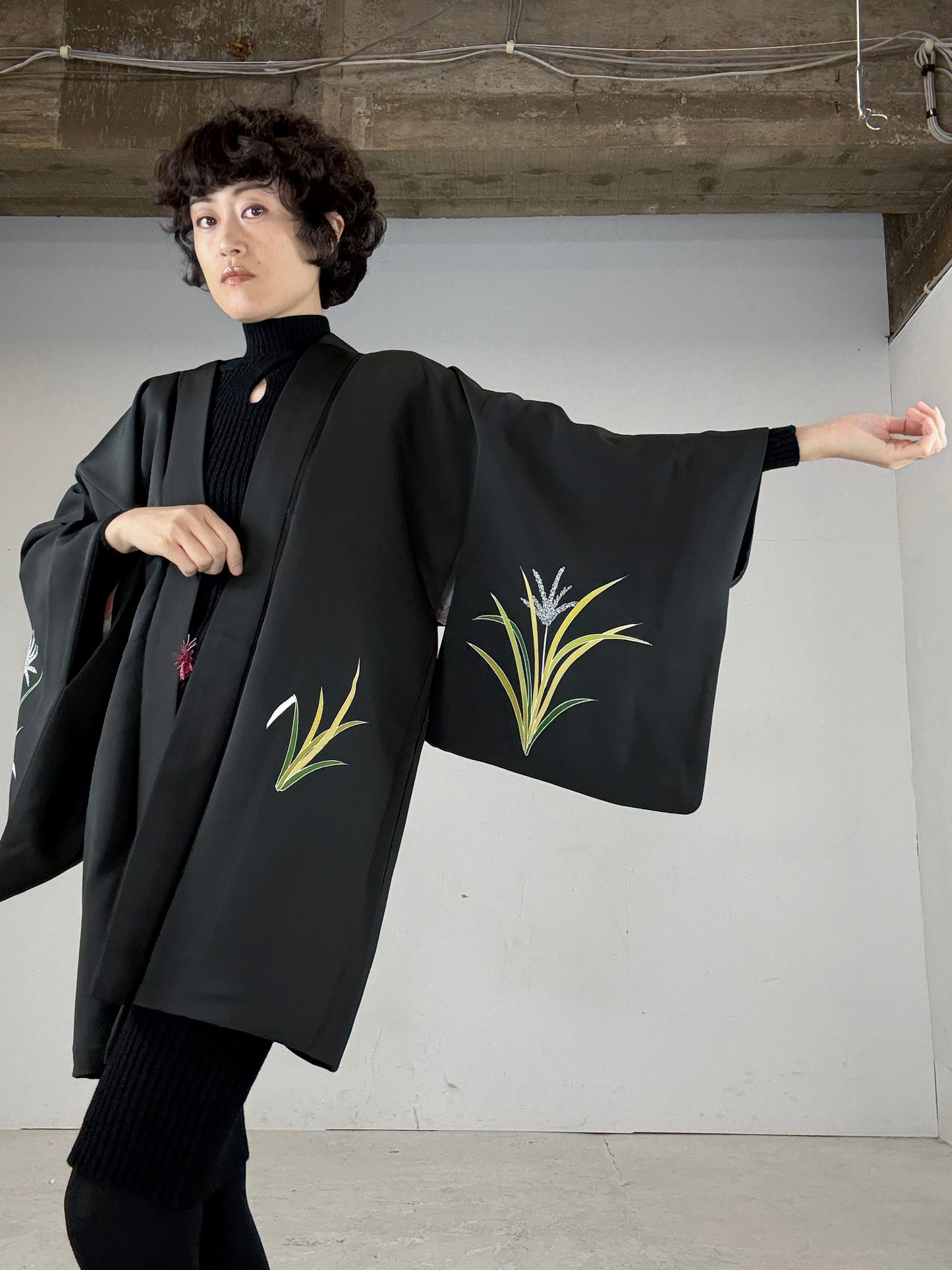 VINTAGE BLACK HAORI "ine"