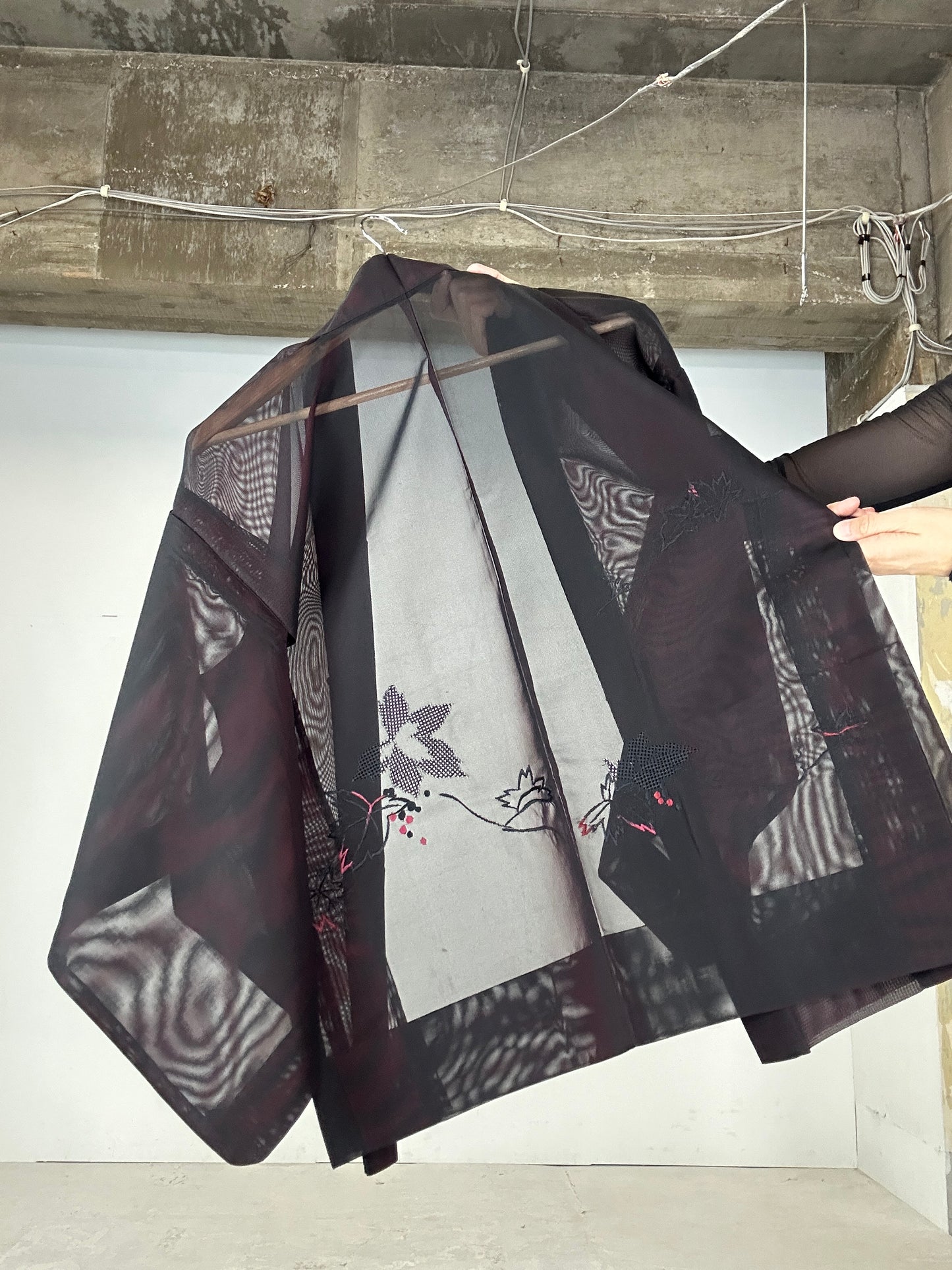 VINTAGE BLACK HAORI SHEER “aka konomi ha"