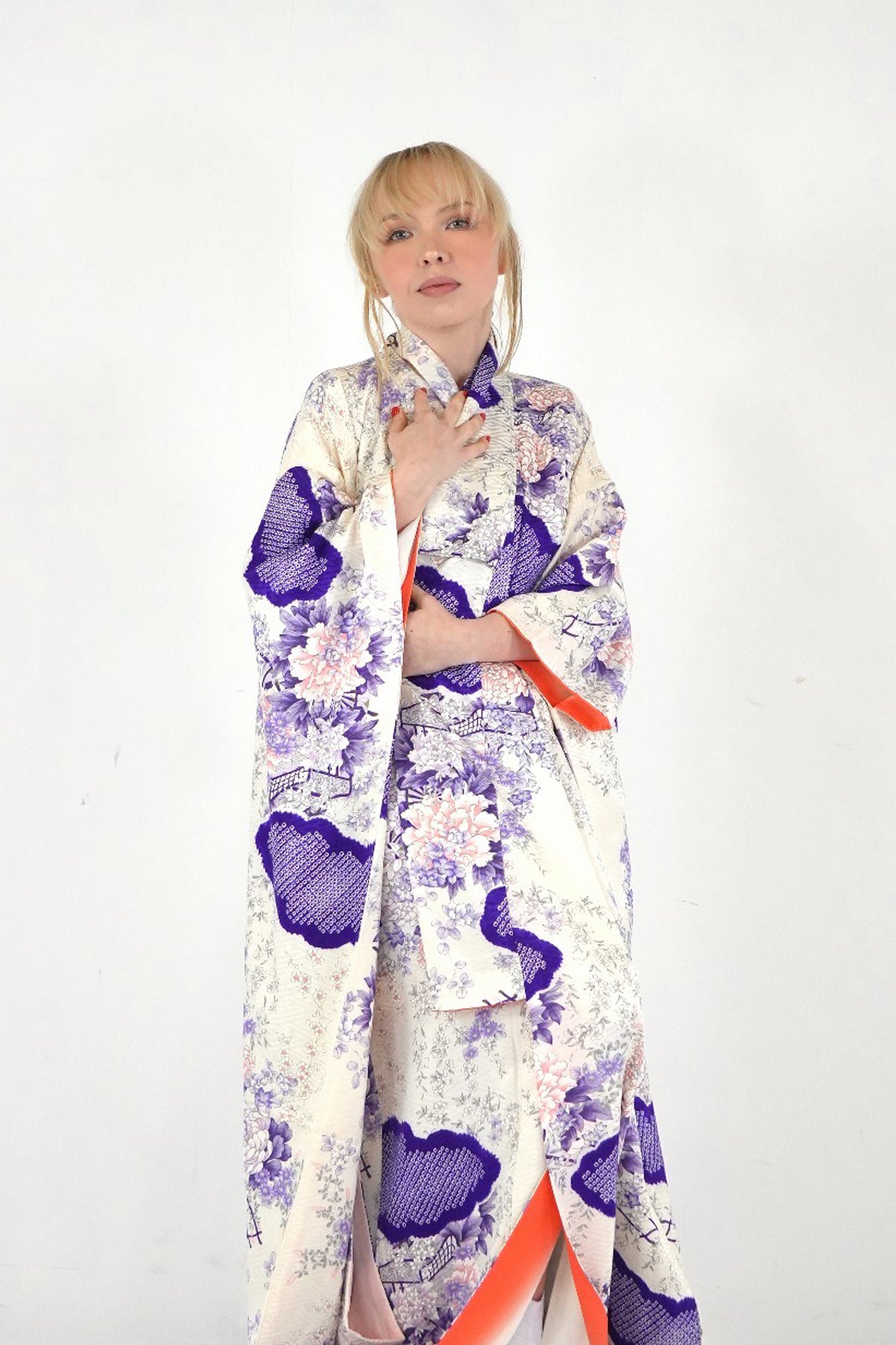 Redefining the Vintage Furisode Collection "white, purple, FRI005"