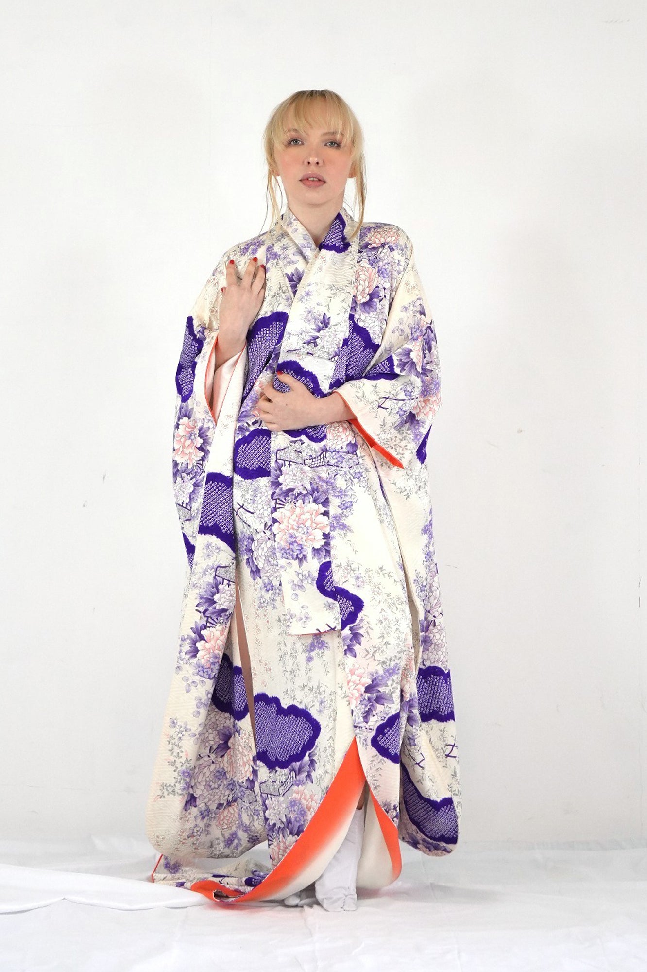 Redefining the Vintage Furisode Collection "white, purple, FRI005"