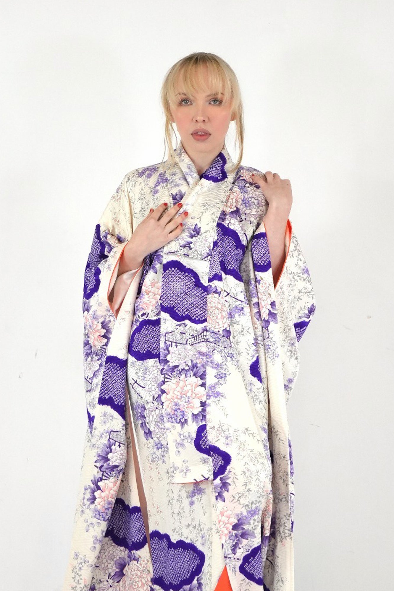 Redefining the Vintage Furisode Collection "white, purple, FRI005"