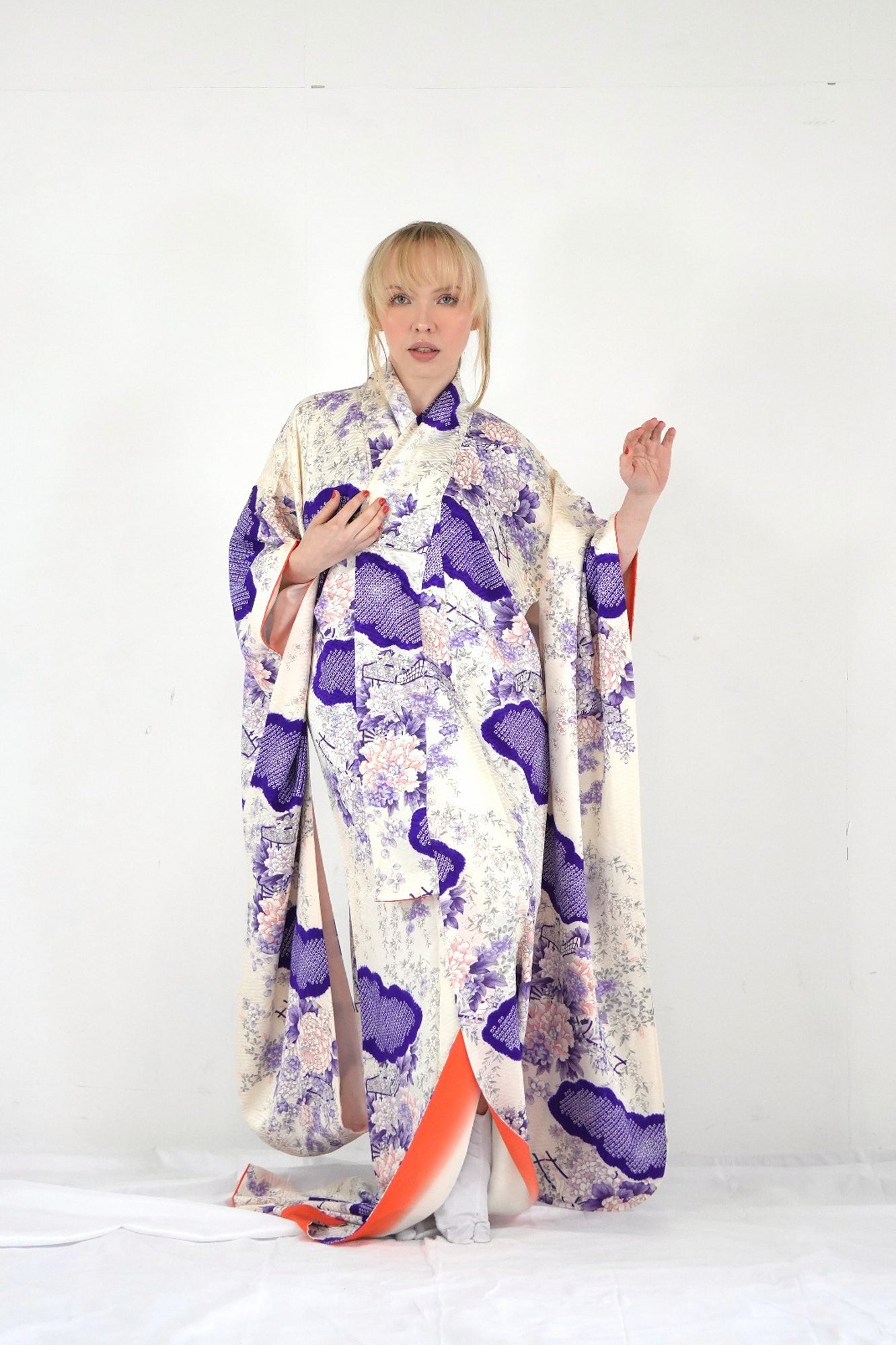 Redefining the Vintage Furisode Collection "white, purple, FRI005"
