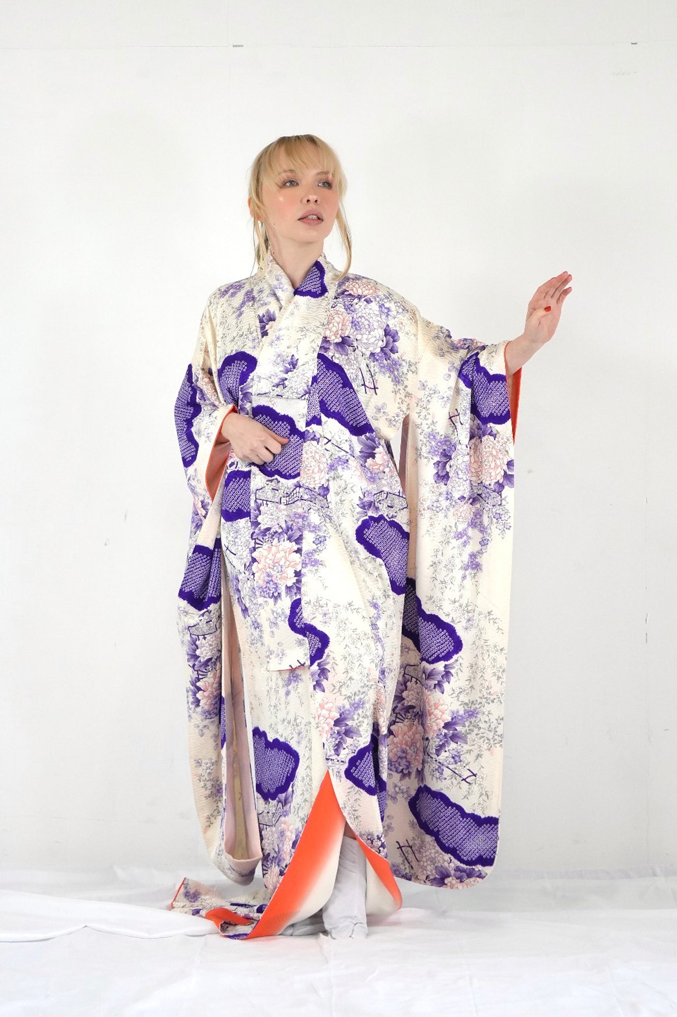 Redefining the Vintage Furisode Collection "white, purple, FRI005"