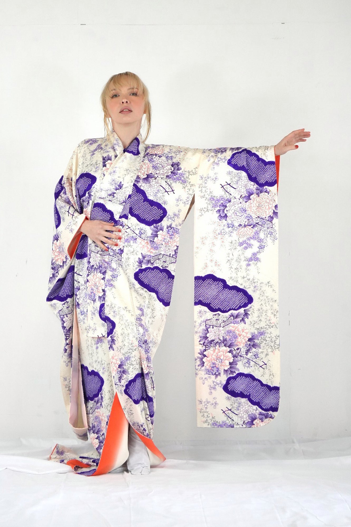 Redefining the Vintage Furisode Collection "white, purple, FRI005"