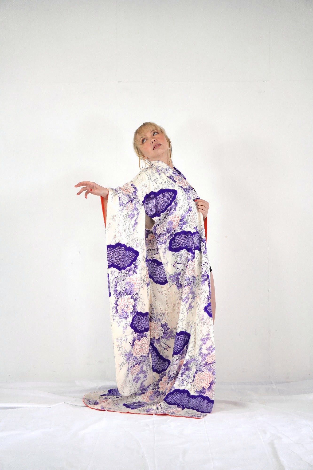 Redefining the Vintage Furisode Collection "white, purple, FRI005"