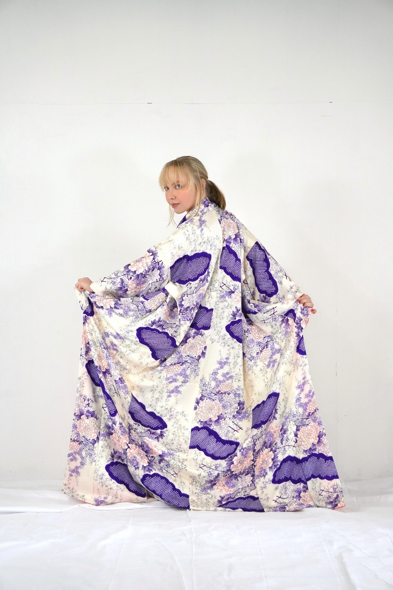 Redefining the Vintage Furisode Collection "white, purple, FRI005"