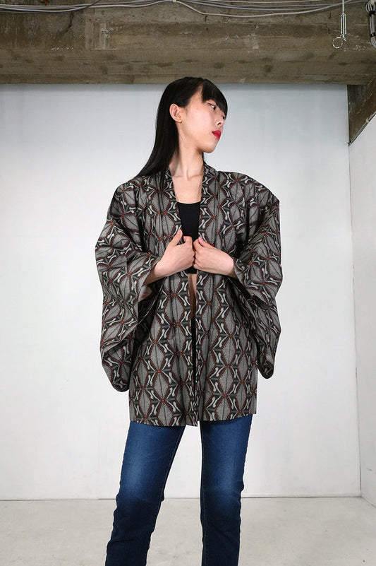 VINTAGE KAWAII HAORI "tsumugi,  murayama oshima, KAW107" shoushi *damage