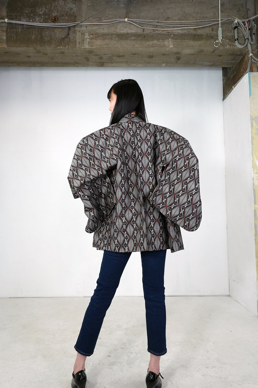 VINTAGE KAWAII HAORI "tsumugi,  murayama oshima, KAW107" shoushi *damage