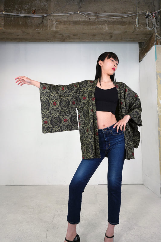 VINTAGE KAWAII HAORI "tsumugi, KAW103"