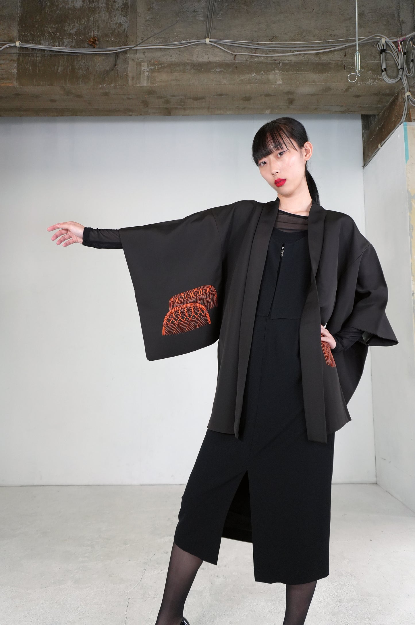 VINTAGE BLACK HAORI  "BLK171"
