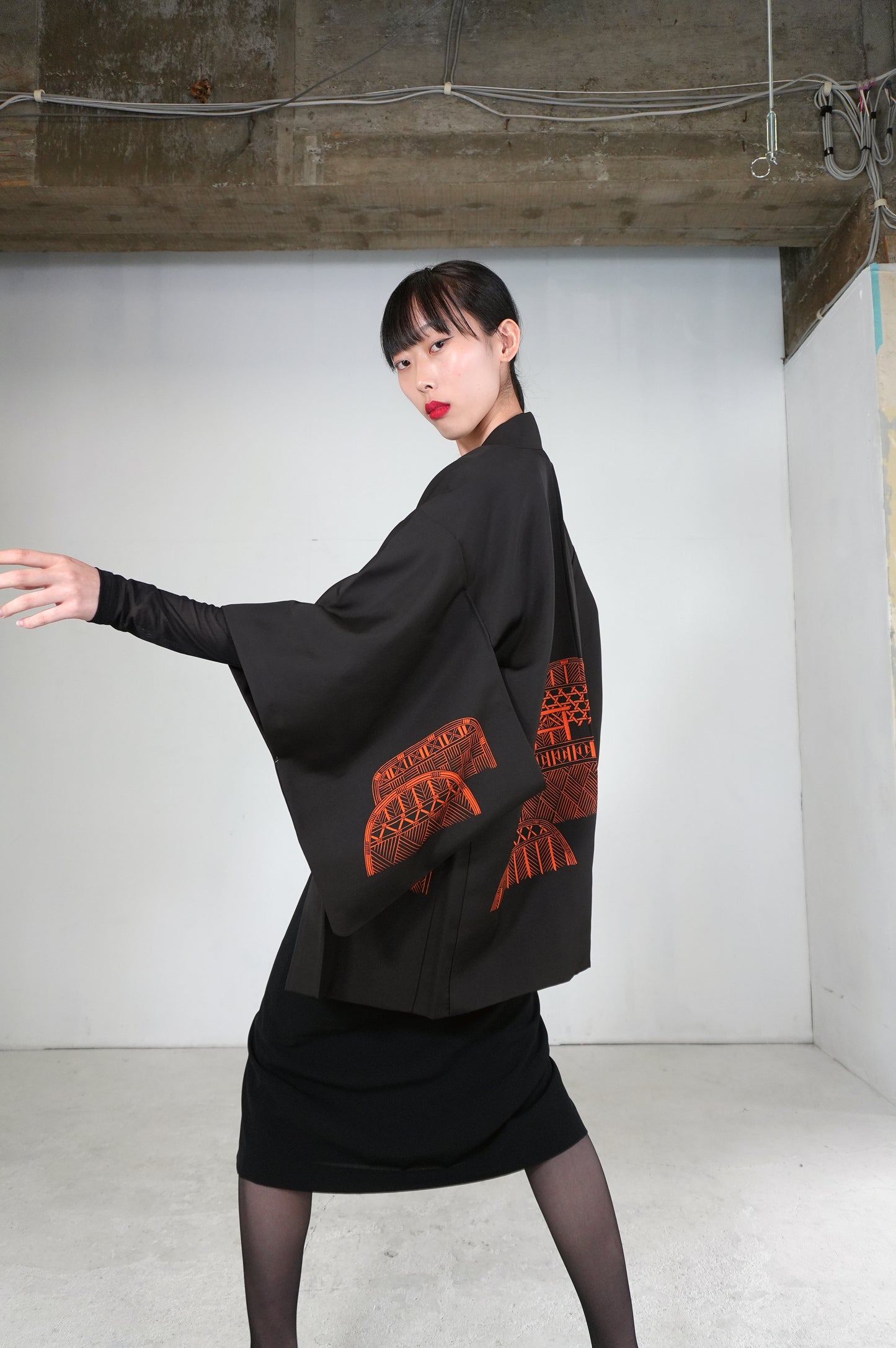 VINTAGE BLACK HAORI  "BLK171"