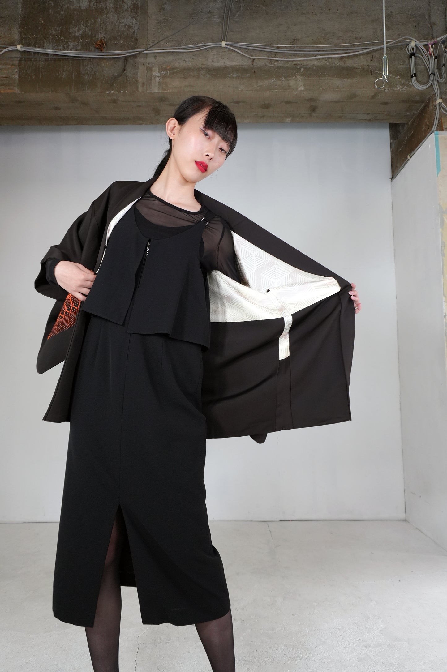 VINTAGE BLACK HAORI  "BLK171"