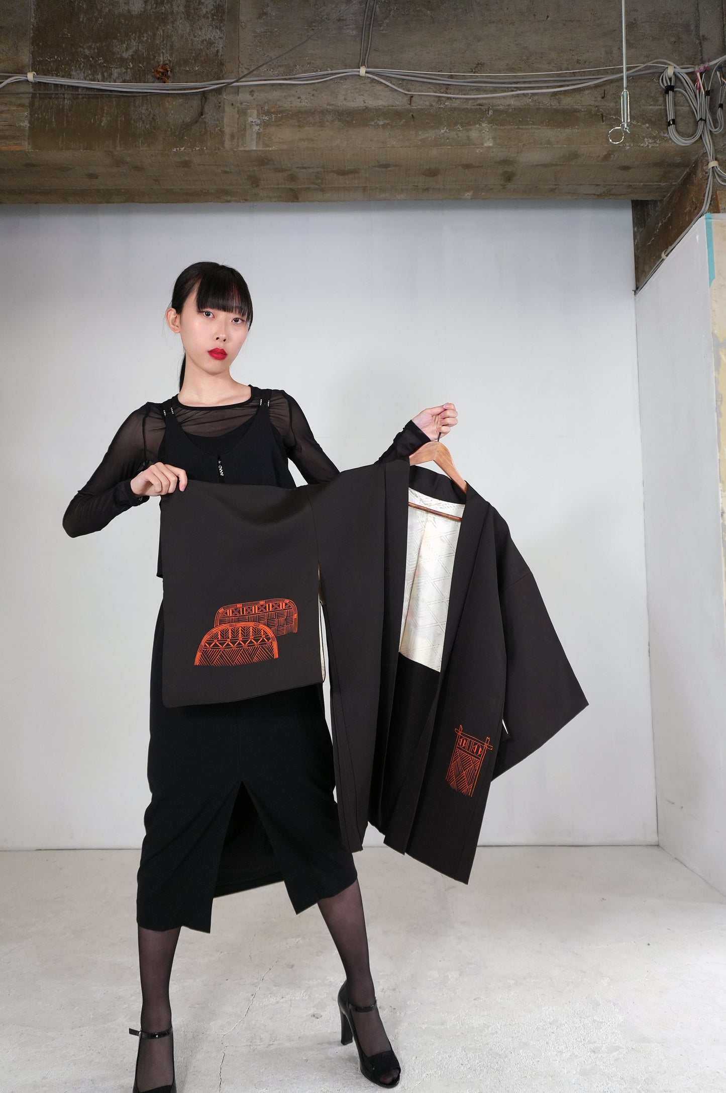 VINTAGE BLACK HAORI  "BLK171"