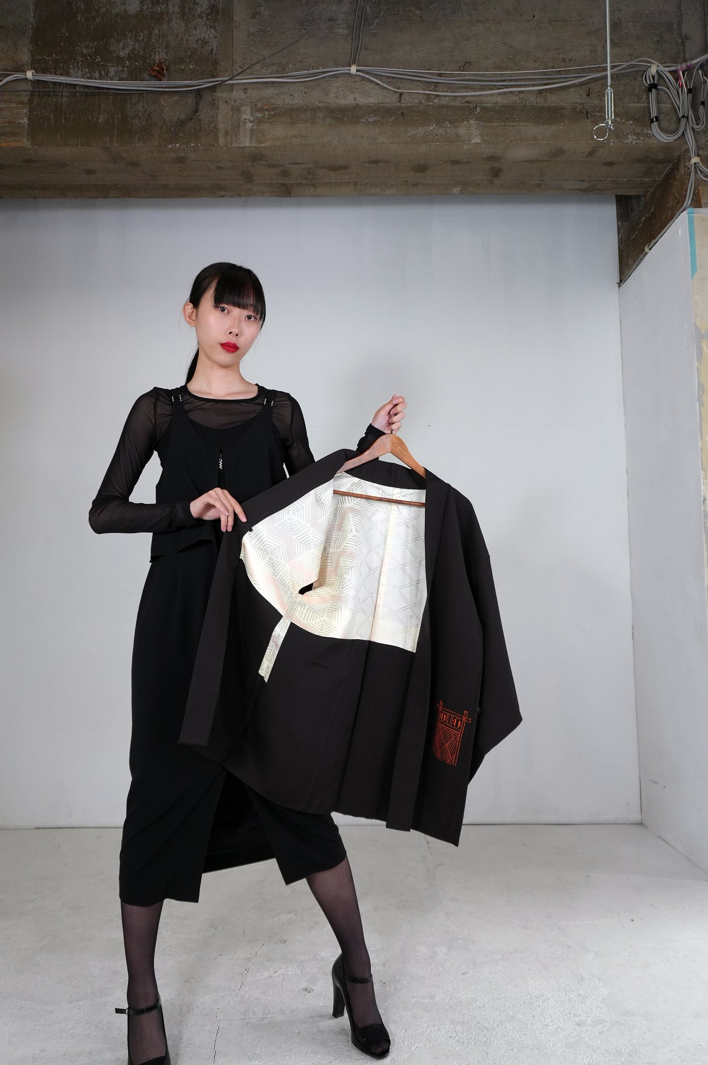 VINTAGE BLACK HAORI  "BLK171"