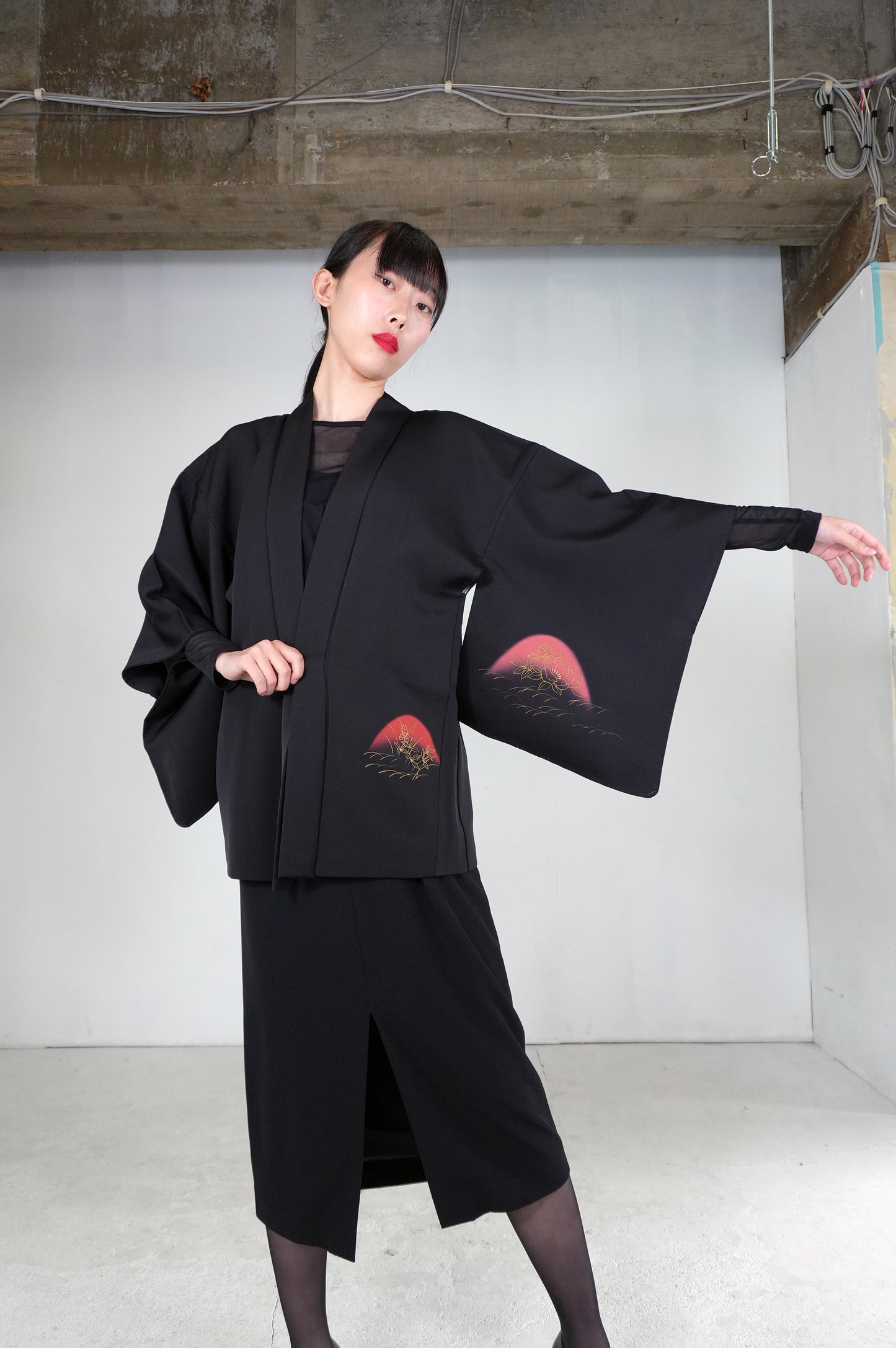 VINTAGE BLACK HAORI  "BLK175"